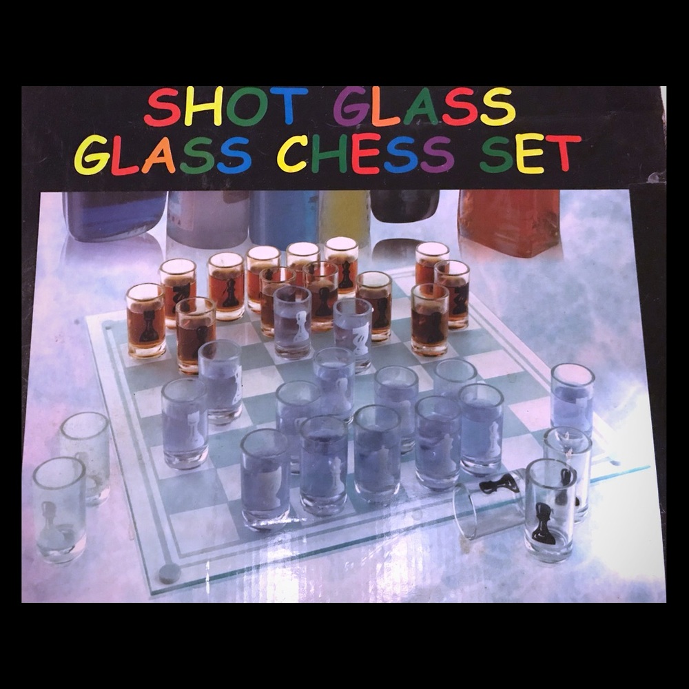Shot glass chess set.